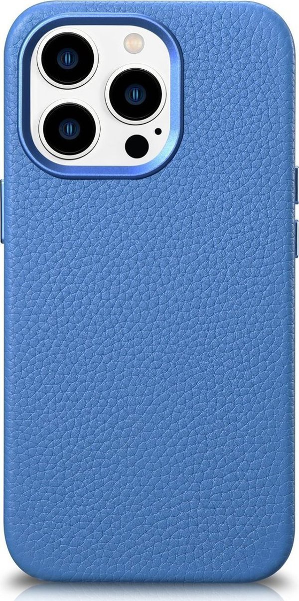 iCarer iCarer Litchi Premium Leather Case δερμάτινη θήκη iPhone 14 Pro μαγνητική με MagSafe γαλάζιο (WMI14220710-LB)