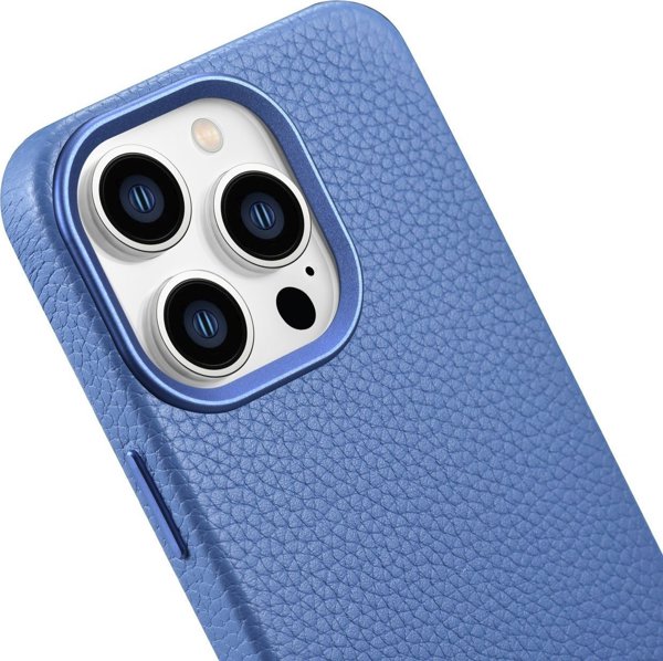 iCarer iCarer Litchi Premium Leather Case δερμάτινη θήκη iPhone 14 Pro μαγνητική με MagSafe γαλάζιο (WMI14220710-LB)