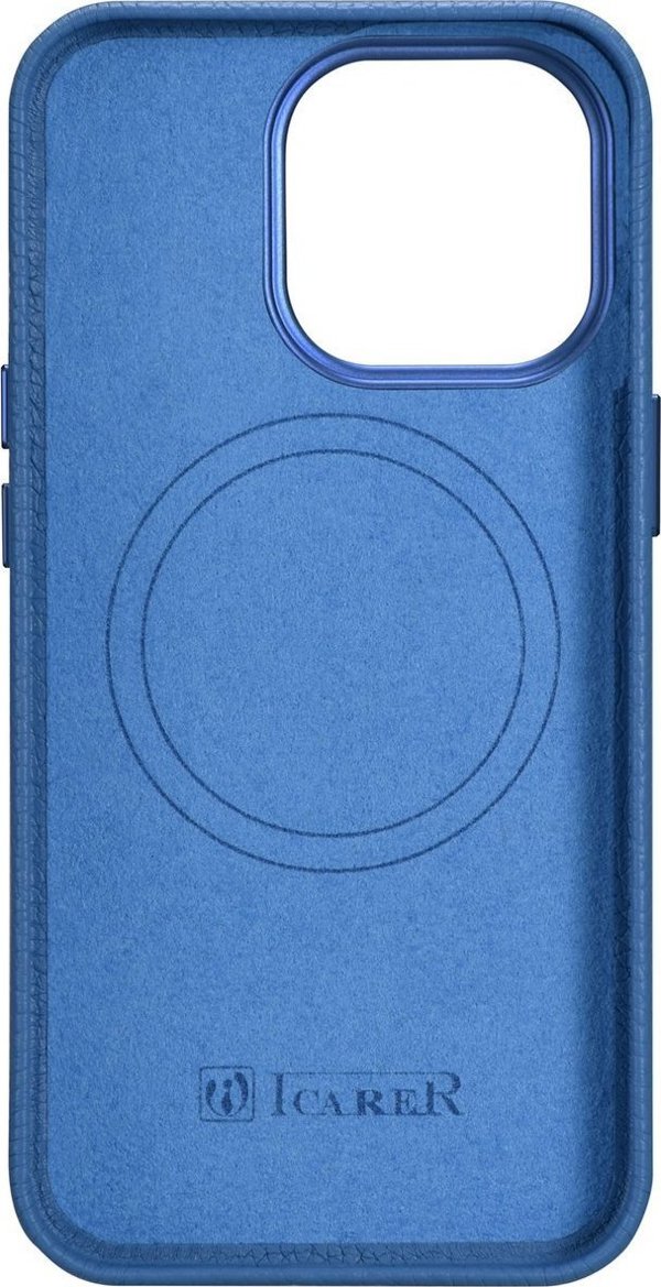 iCarer iCarer Litchi Premium Leather Case δερμάτινη θήκη iPhone 14 Pro μαγνητική με MagSafe γαλάζιο (WMI14220710-LB)