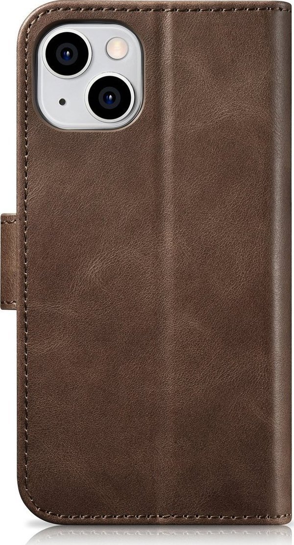 iCarer iCarer Oil Wax Wallet Case 2in1 θήκη iPhone 14 δερμάτινη θήκη με καπάκι Anti-RFID καφέ (WMI14220721-BN)