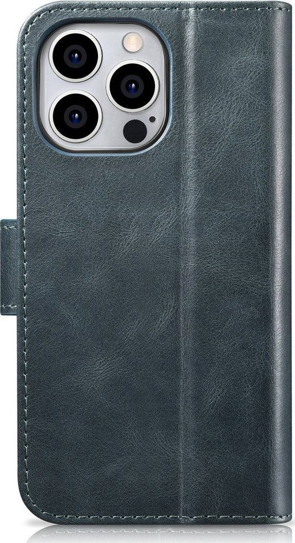 iCarer iCarer Oil Wax Wallet Case 2in1 θήκη iPhone 14 Pro δερμάτινη θήκη με καπάκι Anti-RFID μπλε (WMI14220722-BU)