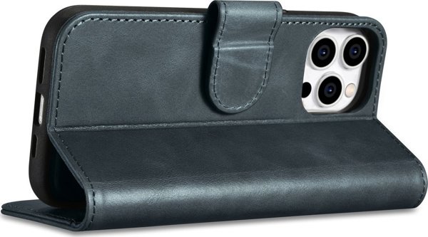iCarer iCarer Oil Wax Wallet Case 2in1 θήκη iPhone 14 Pro δερμάτινη θήκη με καπάκι Anti-RFID μπλε (WMI14220722-BU)