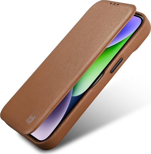 iCarer iCarer CE Premium Leather Folio Case δερμάτινη θήκη iPhone 14 Pro με μαγνητικό καπάκι MagSafe καφέ (WMI14220714-BN)