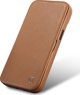 iCarer iCarer CE Premium Leather Folio Case δερμάτινη θήκη iPhone 14 Pro με μαγνητικό καπάκι MagSafe καφέ (WMI14220714-BN)