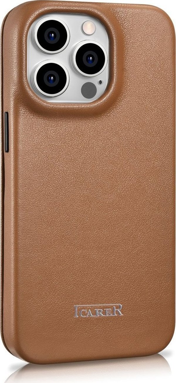 iCarer iCarer CE Premium Leather Folio Case δερμάτινη θήκη iPhone 14 Pro με μαγνητικό καπάκι MagSafe καφέ (WMI14220714-BN)