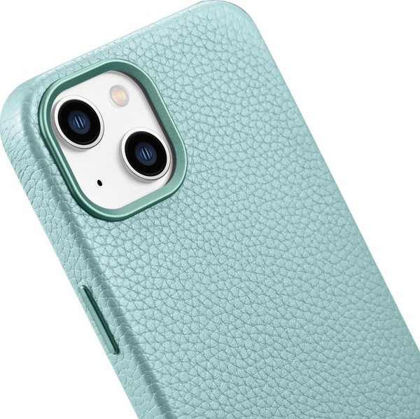 iCarer iCarer Litchi Premium Leather Case δερμάτινη θήκη iPhone 14 μαγνητική με MagSafe πράσινο (WMI14220709-GN)