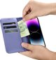 iCarer iCarer Wallet Case 2in1 θήκη iPhone 14 Pro Max δερμάτινη θήκη με καπάκι Anti-RFID ανοιχτό μοβ (WMI14220728-LP)