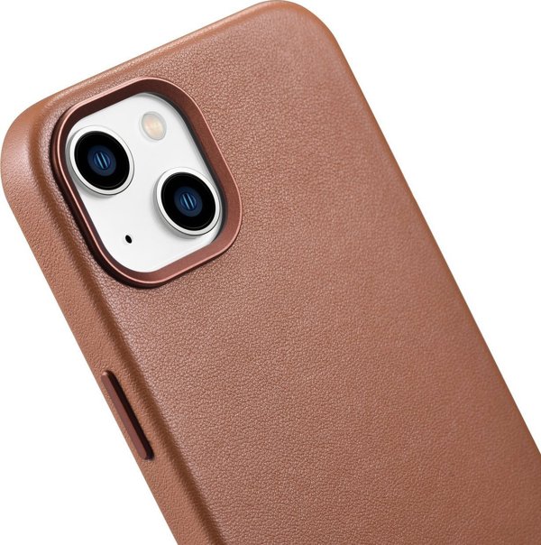 iCarer iCarer Θήκη Δερμάτινη θήκη από φυσικό δέρμα για iPhone 14 καφέ (WMI14220705-BN) (συμβατό με MagSafe)