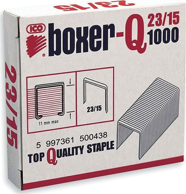 Συρραπτικά ICO Boxer, 23/15, γαλβανισμένα, 1000τμχ.