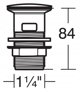 Βαλβίδα σιφονιού νιπτήρα CLICK-CLACK Ideal Standard, S8803AA, για νιπτήρες με υπερχείλιση