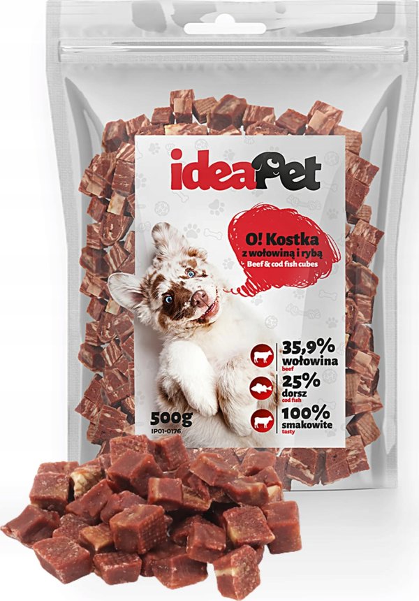IDEAPET 500g ΚΥΒΟΙ ΜΕ ΒΟΔΙΝΟ ΚΑΙ ΨΑΡΙ