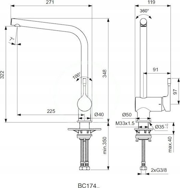 Ideal Standard Sink faucet Ideal Standard Ceralook BC174XG