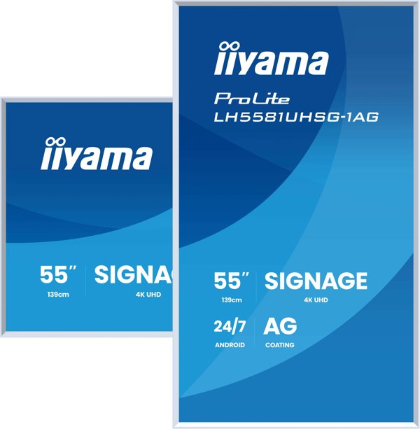 iiyama LH5581UHSG-1AG Signage Display 55" 4K Ultra HD, Android 10, Wi-Fi, 500 cd/m², Λευκό, 24/7 Λειτουργία