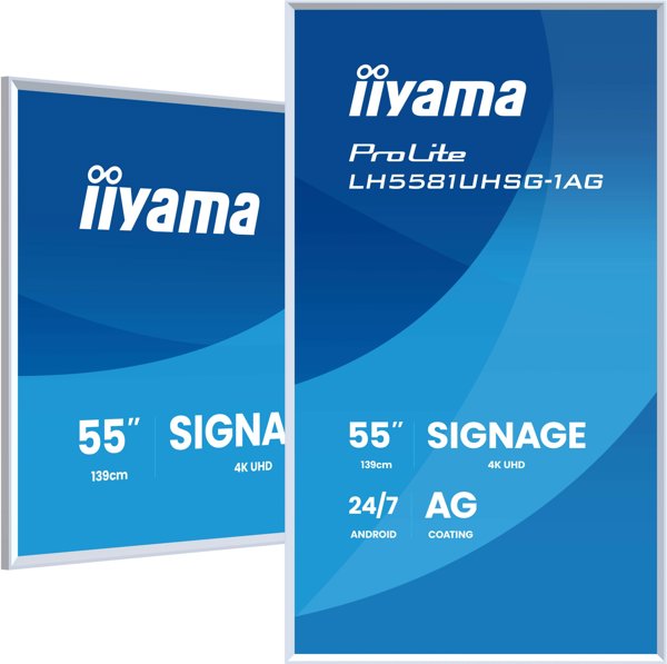 iiyama LH5581UHSG-1AG Signage Display 55" 4K Ultra HD, Android 10, Wi-Fi, 500 cd/m², Λευκό, 24/7 Λειτουργία