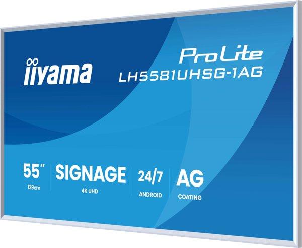 iiyama LH5581UHSG-1AG Signage Display 55" 4K Ultra HD, Android 10, Wi-Fi, 500 cd/m², Λευκό, 24/7 Λειτουργία