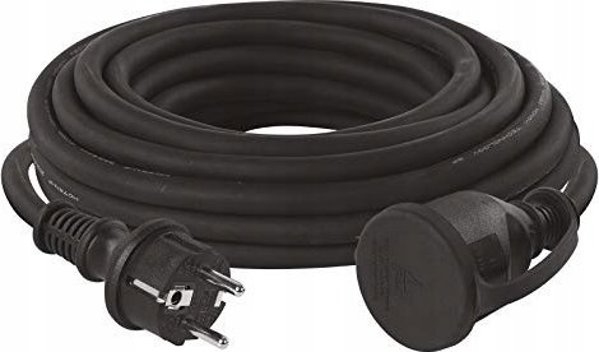 Προέκταση 1 υποδοχής 10m με γείωση 3x2.5 mm2 IP44 με λαστιχένια μόνωση, μαύρο