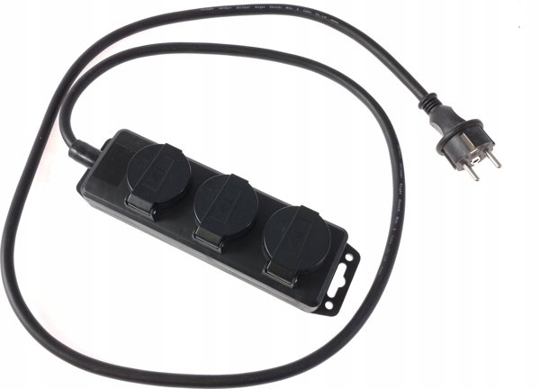 Προέκταση 1 υποδοχής 10m με γείωση 3x1.5 mm2 IP44 με λαστιχένια μόνωση, μαύρο