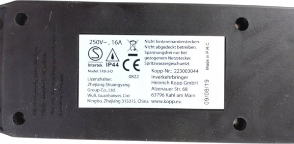 Προέκταση 1 υποδοχής 10m με γείωση 3x1.5 mm2 IP44 με λαστιχένια μόνωση, μαύρο