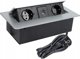 Πολύπριζο ενσωματωμένο στο έπιπλο KOMBI BOX, 2x Schuko, 1x USB, 1x USB-C, με γκρι πλαίσιο, καλώδιο 3m