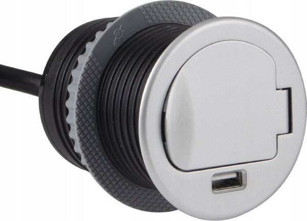 Πολύπριζο, ενσωματωμένο, SINGLE BOX αλουμινίου, 1x Schuko 1x USB, Design Light