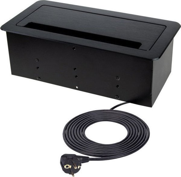Πρίζα επίπλου INBOX, 2x Schuko, 1x USB A, 1x USB-C, HDMI, RJ45, με καλώδιο μήκους 3m, μαύρο