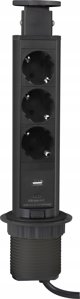 Ενσωματωμένη πρίζα επίπλου LIFT BOX, 3x Schuko, 1x USB A, 1x USB C, με καλώδιο μήκους 1.5m, μαύρο