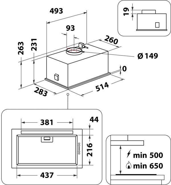 Εντοιχιζόμενος απορροφητήρας Whirlpool WCTH 63F LEB X