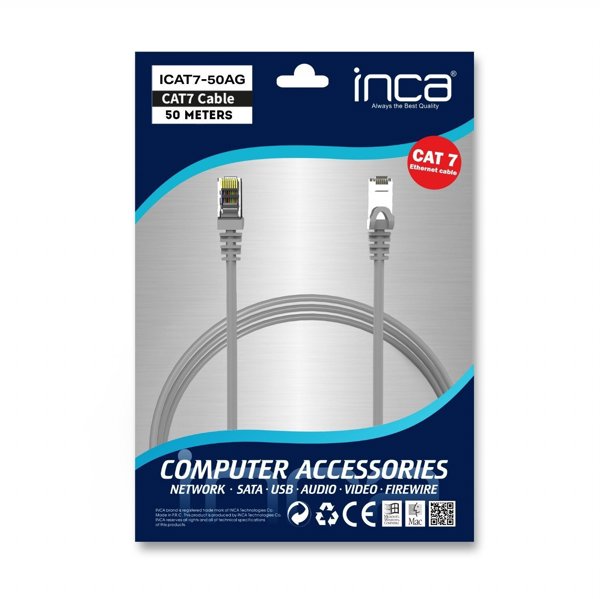 Inca Ethernet Καλώδιο Δικτύου CAT7 S/FTP, 23 AWG, 50 Μέτρα, ICAT7-50AG