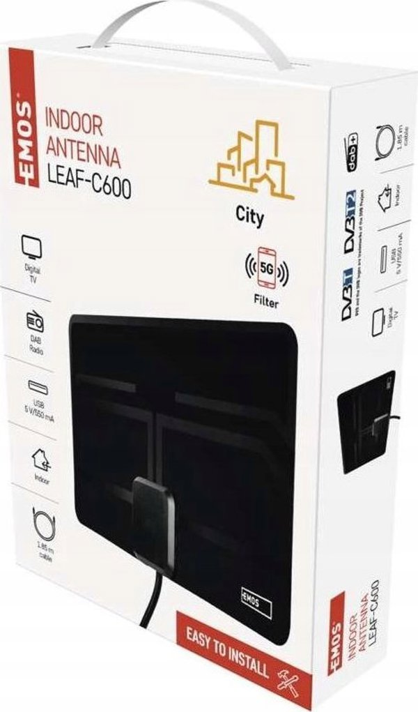 Εσωτερική Κεραία CITY LEAF-C600, DVB-T2, DAB, Φίλτρο LTE/4G/5G