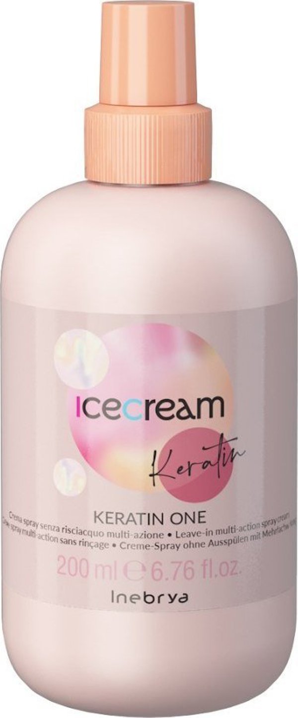 Inebrya Inebrya Ice Cream Keratin One Multiaction, πολυλειτουργικό μαλακτικό μαλλιών, με κερατίνη, 200ml
