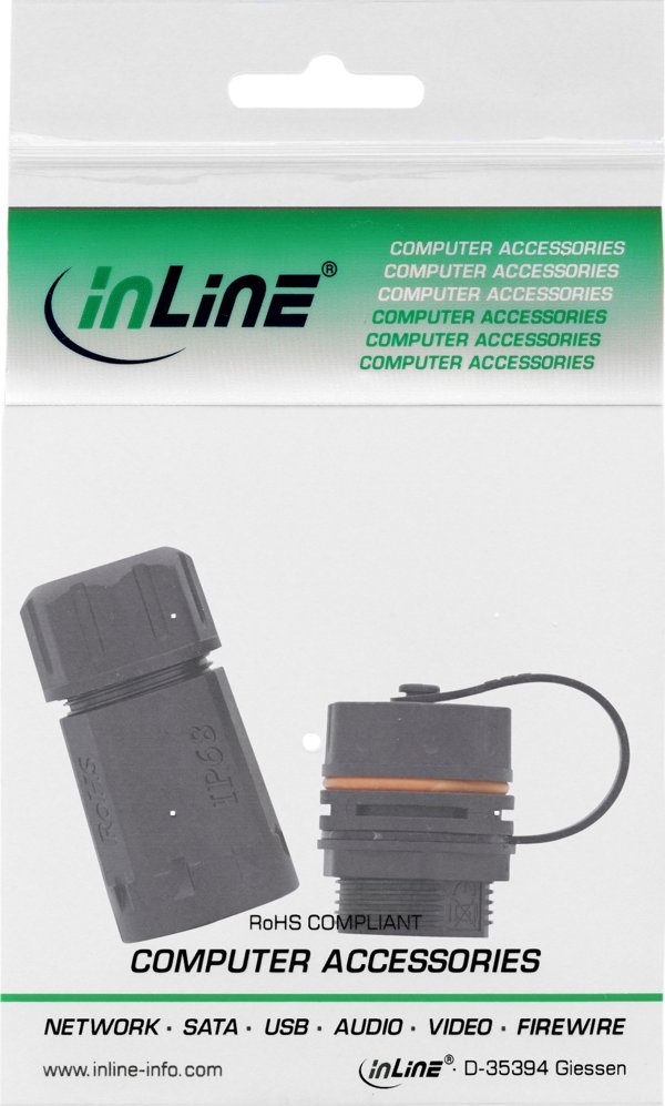 InLine InLine® Patch cable connector set Cat.6A, waterproof IP68, connector for industrial applications, with dust cap
