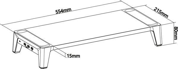 Πλατφόρμα Οθόνης InLine InLine® με 2x θύρες USB 3.2 Gen1 και θύρες φόρτισης QC3, 80mm, μέγ. 15kg