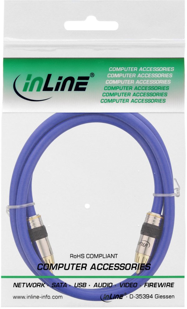 Ομοαξονικό καλώδιο InLine, αρσενικό-αρσενικό, στρογγυλό RCA (S/PDIF), 10 μ