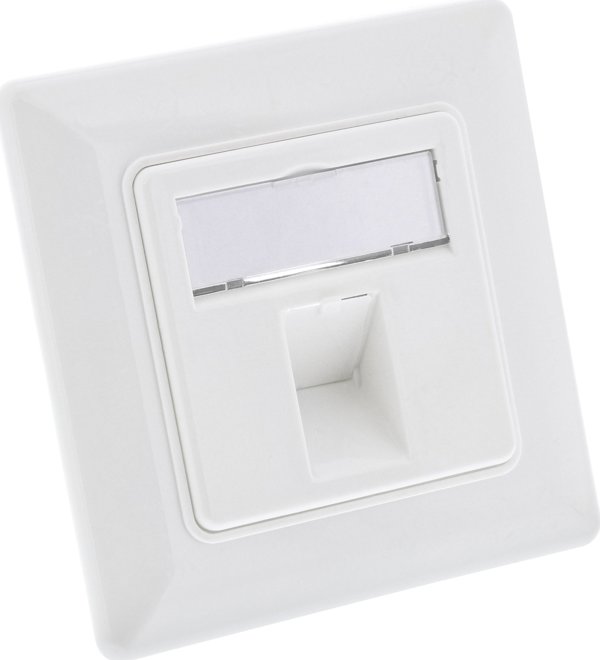 InLine InLine® Frame set for 1x RJ45 Bu/LSA insert, Keystone SNAP-In, white RAL9010