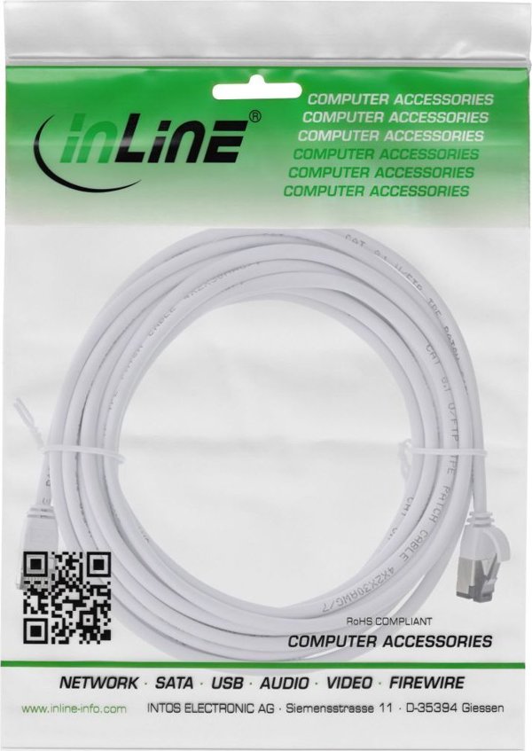 InLine InLine® Patch cable slim, U/FTP, Cat.8.1, TPE halogen-free, white 2m