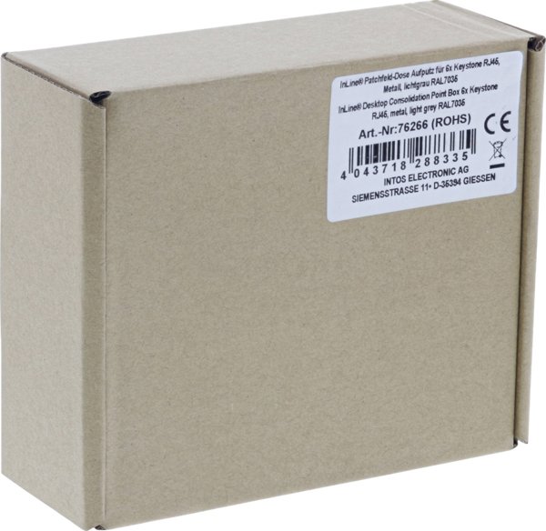 Σημείο Ενοποίησης Γραφείου InLine InLine® 6x Keystone RJ45, μεταλλικό, ανοιχτό γκρι RAL7035