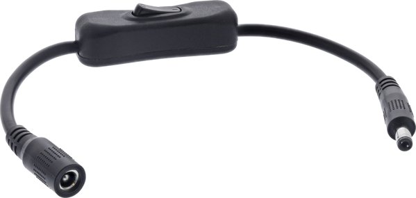 Καλώδιο DC InLine® με διακόπτη, DC ST/BU 5,5x2,5mm, AWG 18, μαύρο, 0,20m