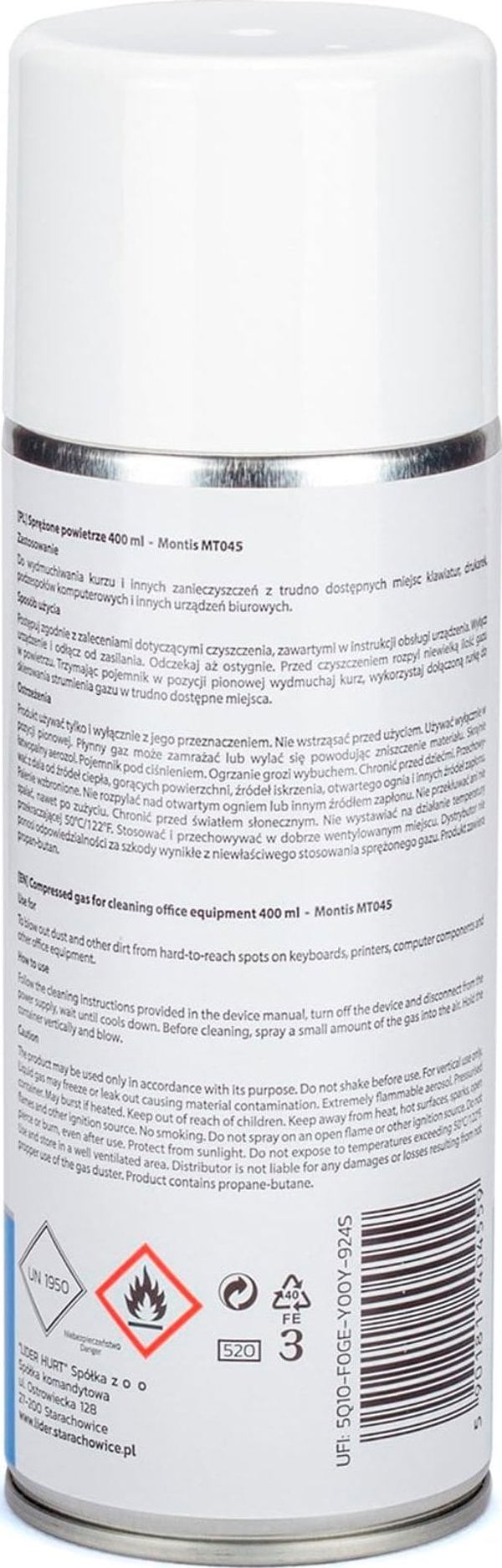 Συμπιεσμένος αέρας Inne 400ml. Montis MT045