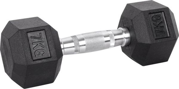 inSPORTline Εξάγωνος αλτήρας Hexsteel με επικάλυψη από καουτσούκ 1 x 7 kg