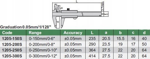 Insize CALIPER 300 MAUA 0,05 12 ΤΜ 6612637 6928640301001