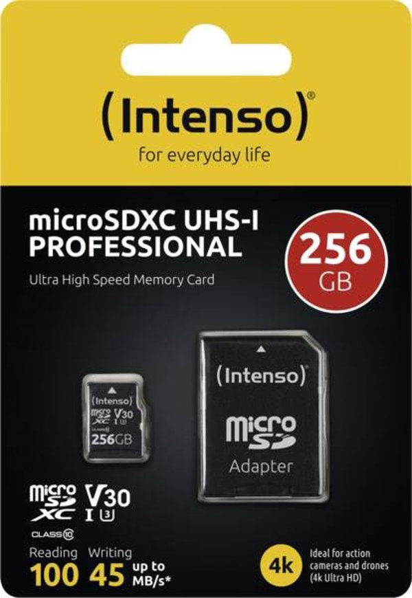 Intenso microSDXC 256GB C10 UHS-I Professional + Adapter