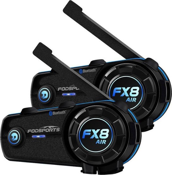 Ενδοεπικοινωνία μοτοσυκλέτας Fodsports FX8 Air διπλό πακέτο (μαύρο) Fodsports