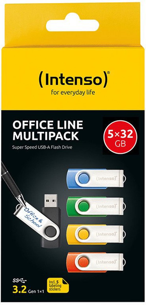 Intenso Office Line USB Stick 32GB 3.2, 5τμχ Πολύχρωμο (Multipack)