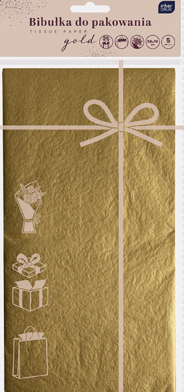 Χαρτί συσκευασίας Interdruk 50x70cm 5 φύλλα χρυσό