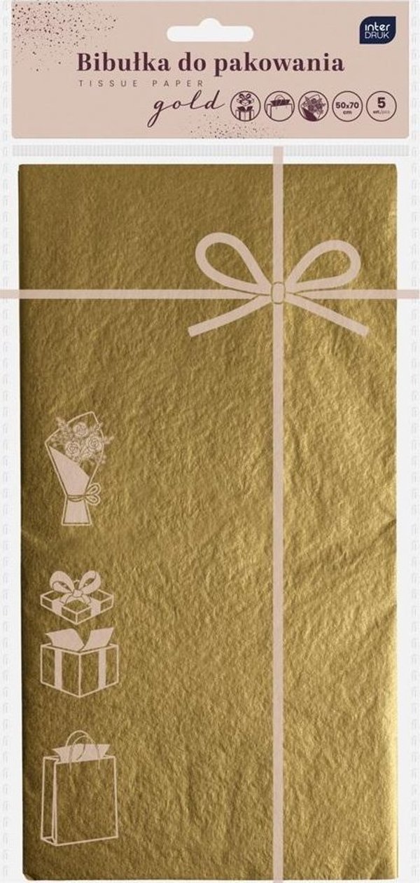 Χαρτί συσκευασίας Interdruk 50x70cm 5 φύλλα χρυσό