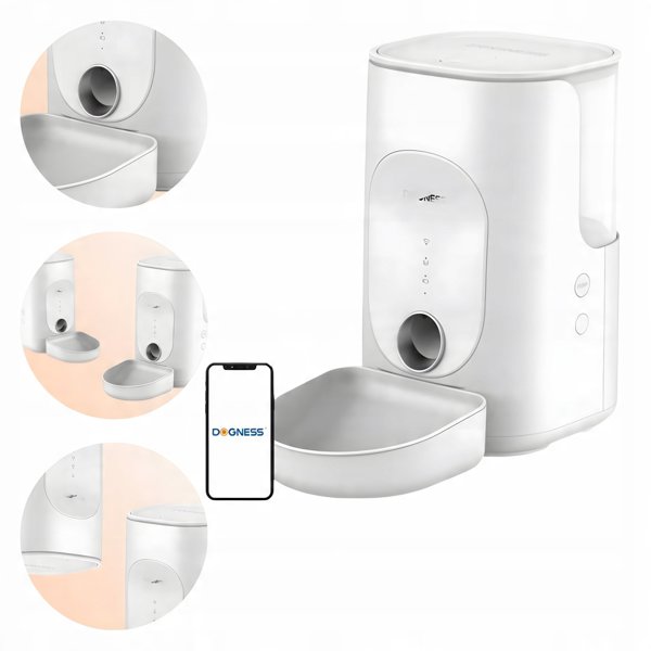 Έξυπνος διανομέας τροφής Dogness F16 WiFi 5G 4L με πλαστικό μπολ (λευκό)