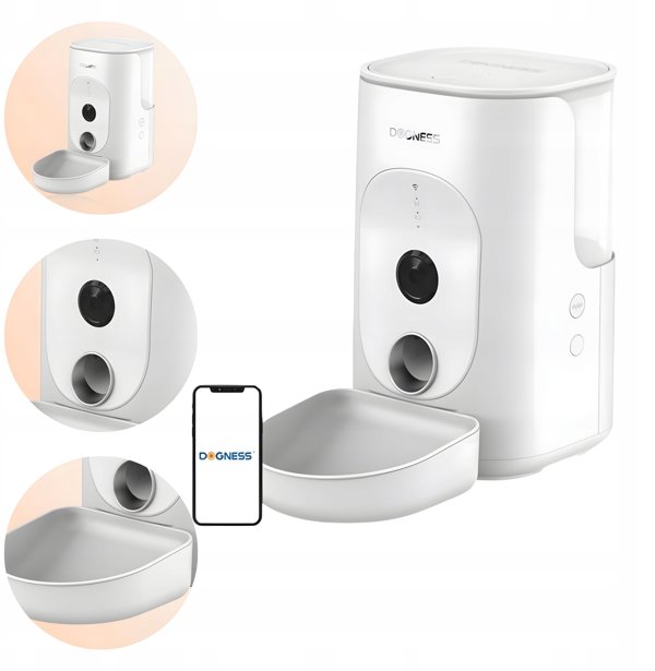 Έξυπνος διανομέας τροφής με κάμερα Dogness F15 WiFi 4L με πλαστικό μπολ (λευκό)