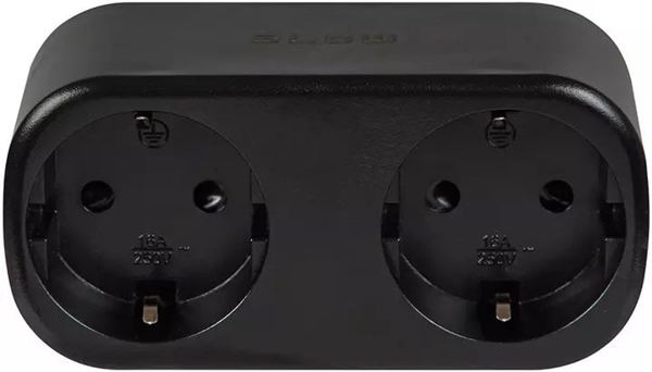 Εξυπνος Διπλός Διαχωριστής Πρίζας 2x 230V με WiFi και TUYA, Μαύρος