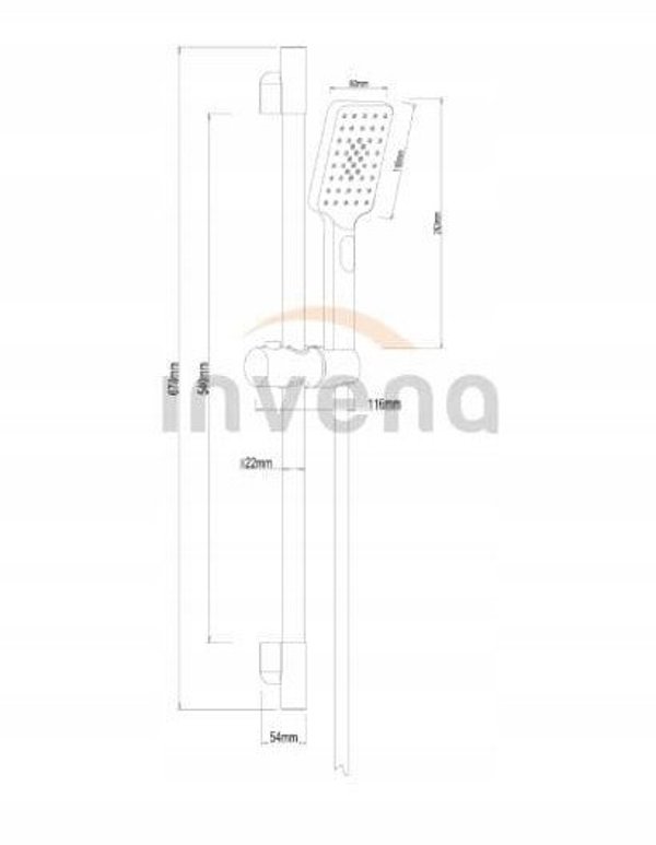 Σετ ντους Invena σε ράβδο Glamour, χρυσό AU-05-Z09-S