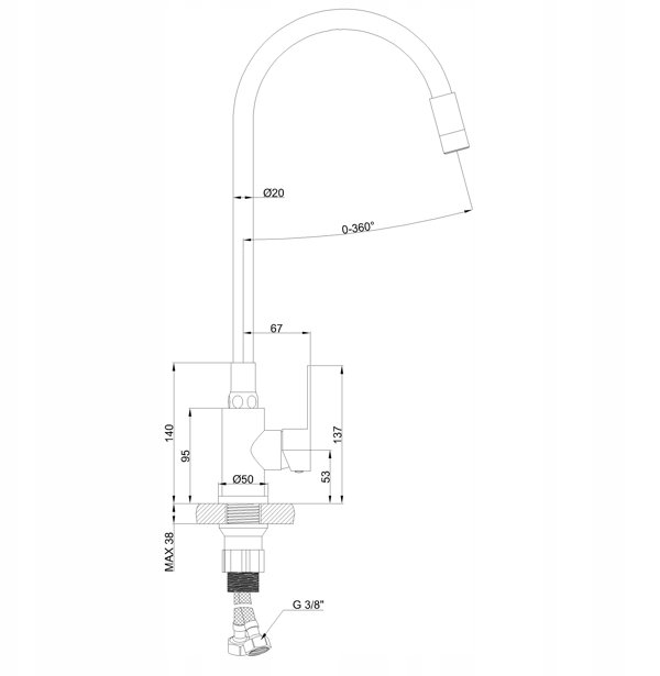 Μπαταρία κουζίνας Invena Ksanti Inox, inox/λευκό BZ-37-I02-L